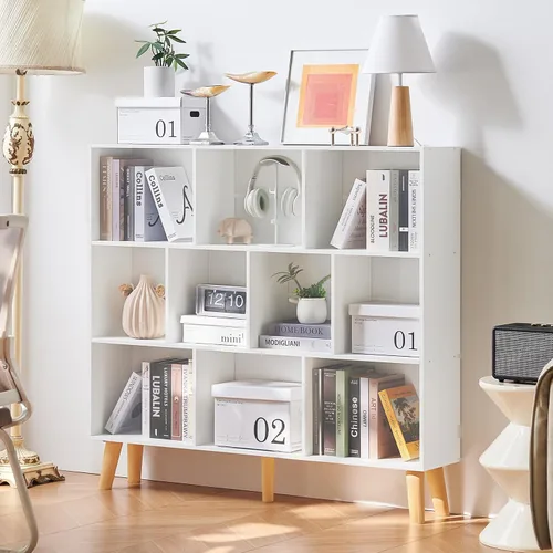 Miniatura 68 de LEYAOYAO Estantería de 5 cubos de 3 niveles con patas, estante negro menta para libros para niños, bonito organizador de almacenamiento, estantes