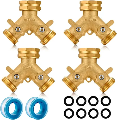 Miniatura 7 de Divisor de manguera de jardín, conector de 2 vías de latón resistente, grifo de jardín, divisor para grifo al aire libre, divisor de manguera