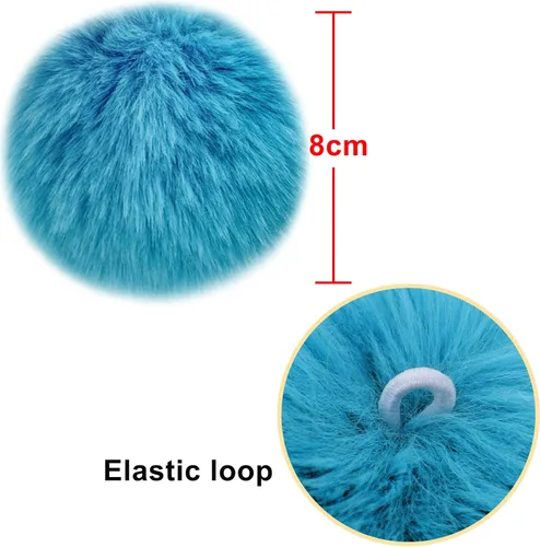 Miniatura 3 de BQTQ 26 pompones de piel sintética de conejo con lazo elástico, pompón esponjoso para sombreros, zapatos, bufandas, guantes, bolsas, accesorios