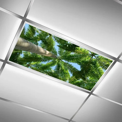 Miniatura 34 de Inserto de Cubierta de Luz de Techo Suspendido 4' x 2' pies (Naturaleza Bosque Hojas de Bambú Sol Verde) - Cubierta de Luz Fluorescente Reduce