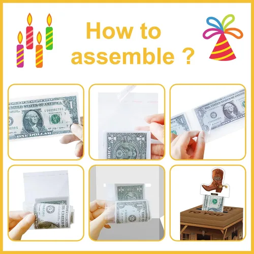 Miniatura 6 de Caja de dinero sorpresa para fiesta de vaquero, caja de dinero, regalo en efectivo, con tirador, decoración de fiesta de vaquero para mujeres