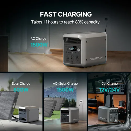 Miniatura 4 de DABBSSON - Estación de energía portátil de 2048 Wh, LiFePO4 semi-sólido seguro, potencia de aumento de 3300 W, salida de CA de 2200 W ×6, 41 lb