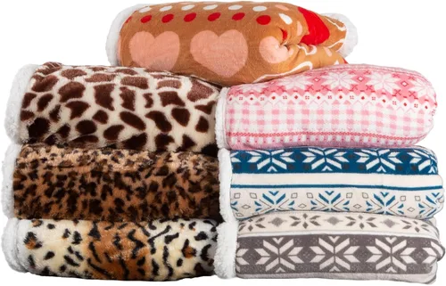 Miniatura 8 de Manta Sherpa de Vellón - 50x60 Pulgadas Lavable a Máquina Manta Reversible - Mantas Mullidas para Sofá, Silla o Cama por Lavish Home (Leopardo)
