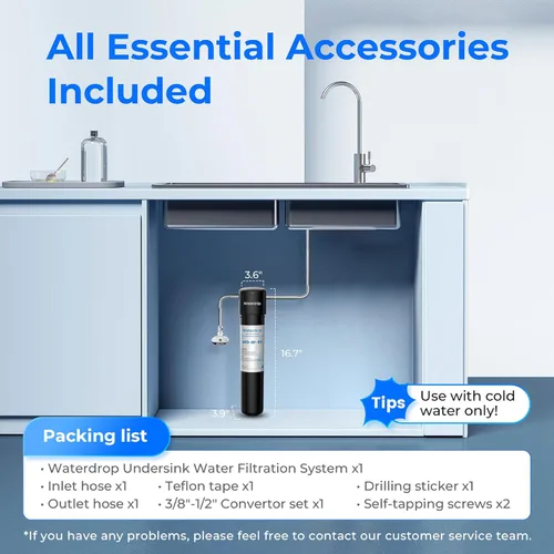 Miniatura 8 de Waterdrop UA-5Y 𝟓 𝐀ños Sistema de Filtro de Agua para Debajo del Fregadero, Ultra Larga Vida, Reduce Plomo, Cloro, Mal Sabor y Olor, Filtro de Agua