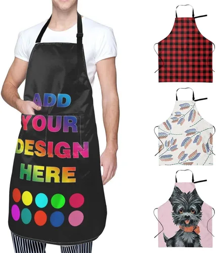Delantal personalizado para mujer, delantales personalizados con logotipo de texto fotográfico, delantales de cocina para regalos