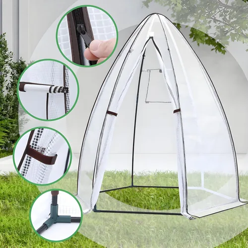 Miniatura 4 de Invernadero portátil para exteriores, Ohuhu carpa invernadero resistente con cubierta de PE duradera, protector de plantas de jardín con puerta