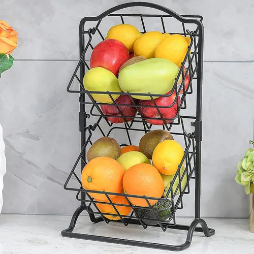 Miniatura 8 de Cesta de frutas de 3 niveles para encimera de cocina o piso, cesta de frutas para verduras y aperitivos, soporte de almacenamiento de metal