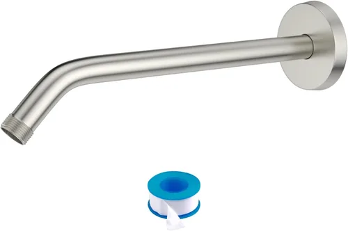 Miniatura 20 de Lordear Brazo de ducha montado en la pared, tubo de ducha de 12 pulgadas con brida, vástago de ducha redondo de 1/2 NPT para cabezal de ducha, negro