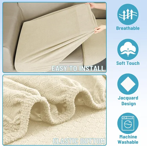 Miniatura 5 de HDCAXKJ Fundas de Cojines para Sofá Seccional 100% Impermeables, 3 Piezas, Forma de L, Funda Seccional Elástica para Chaise, Juego de Fundas