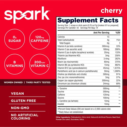 Miniatura 2 de AdvoCare Spark Cherry Energy Drink 14 bolsas de una sola porción (3.5 onzas)