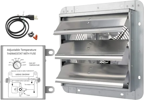 Miniatura 19 de iPower Ventilador de escape de obturador de 10 pulgadas de aluminio, alta velocidad 1650RPM, 820CFM, 1 paquete, plateado