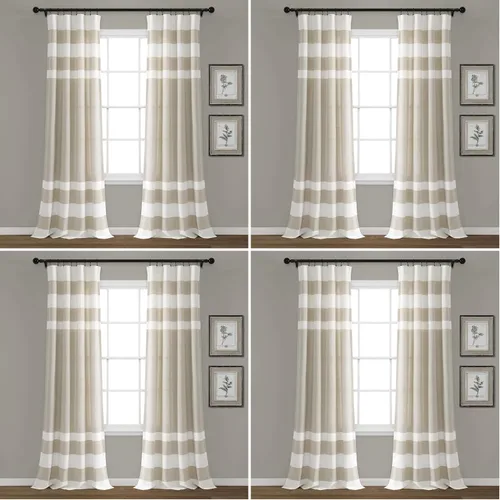 Miniatura 10 de Lush Decor Juego de cortinas de ventana de algodón teñido con hilo de rayas grises (84 x 40 pulgadas)