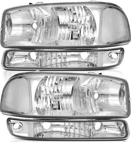 Miniatura 25 de Conjunto de faros delanteros para Chevy Avalanche 1500 2003-2006 para Avalanche 2500 03-06 para 1500 Classic 2007 carcasa negra reflector ámbar