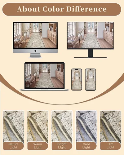 Miniatura 9 de Madane Tapete lavable de 2 x 10 pies para pasillo, cocina, recibidor, clásico, suave, antideslizante para interiores, casa de campo, baño, sala