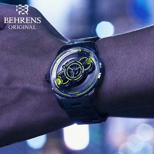 Miniatura 7 de BR BEHRENS ORIGINAL Reloj automático para hombre, colección Space Traveler de acero inoxidable, cristal de zafiro BHR012