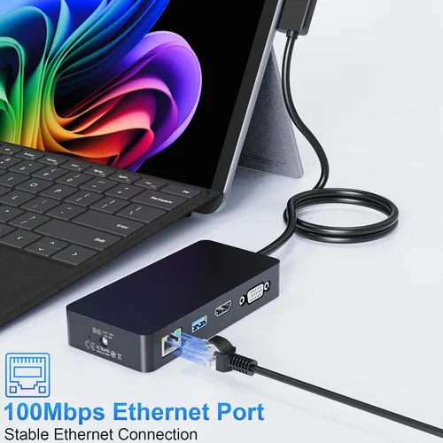 Miniatura 8 de Estación de acoplamiento para superficie, 11 en 1 monitor dual 4K @60Hz HDMI + VGA Surface Dock, para Surface Pro 11/10/9/8/X/7/6/5/4, Surface
