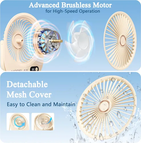 Miniatura 3 de Ventilador de escritorio USB, ventilador portátil pequeño y silencioso, plegable en 180°, 6 velocidades, ventiladores de mesa de viento fuertes