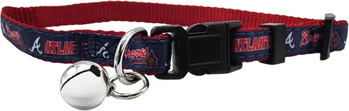 Pets First MLB CAT Collar Atlanta Braves Satin Cat Collar de equipo de béisbol para perros y gatos. Un collar de gato brillante y colorido con