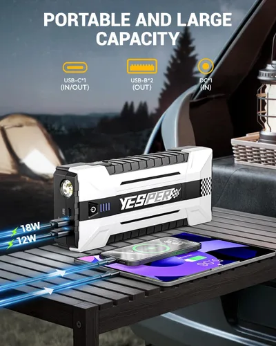 Miniatura 3 de YESPER 4120A Arrancador de Batería Portátil, Arrancador de Batería de Coche de 12V (Todo Gas, hasta 10.0L de Motor Diesel), Paquete de Impulso