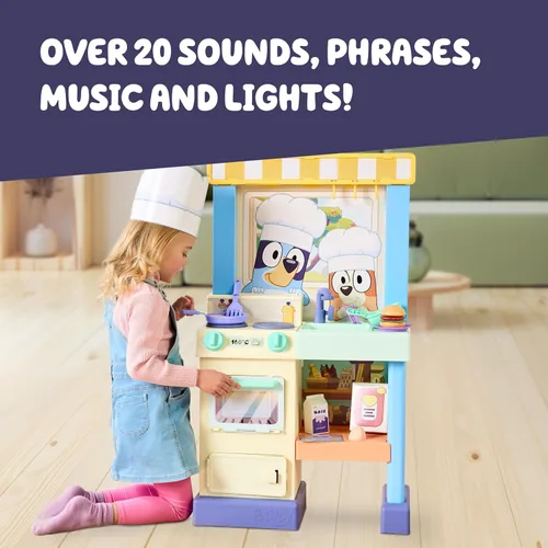 Miniatura 5 de Juego de Cocina de Bluey para Niños de 4 a 8 años, Juego de Cocina de Simulación de 0.91m de Alto, Incluye Estufa, Fregadero, Horno y Más de 20