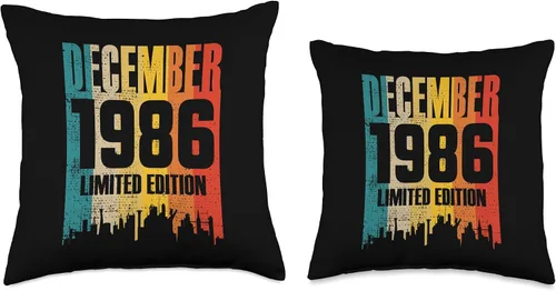 Miniatura 3 de December 1986 35 Years Old Birthday Limited Edition Vintage Throw Pillow