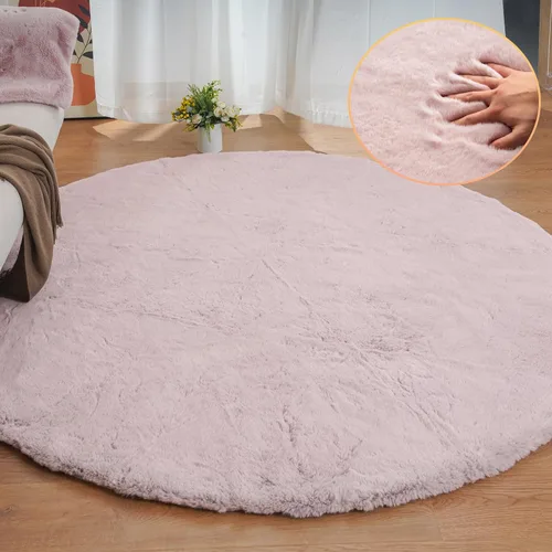 Miniatura 24 de ORINOVA Alfombra de felpa marrón claro beige de 8 x 10 pies para sala de estar, alfombra bohemia esponjosa de piel de conejo grande para dormitorio