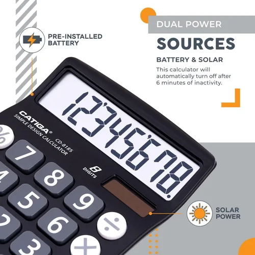 Miniatura 3 de Calculadora básica: Catiga - Calculadora de oficina y estilo doméstico, educativa, adecuada para la escuela, la empresa y uso personal, Negro