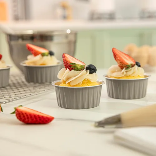 Miniatura 3 de Restaurantware Ramekins desechables de 4 onzas, 100 vasos desechables redondos de crema brulee, aptos para horno para magdalenas y magdalenas, tazas