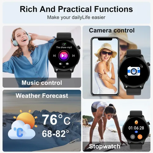 Miniatura 5 de Reloj inteligente para hombres y mujeres Fitness: resistente al agua, marca/respuesta de llamadas, relojes inteligentes para hombres, relojes