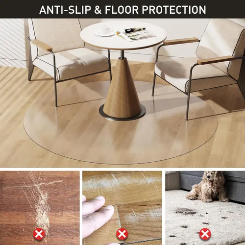 Miniatura 3 de Tapete de plástico transparente para debajo de la mesa de comedor, 4 pies, redondo, antideslizante, impermeable, alfombra de vinilo para el hogar