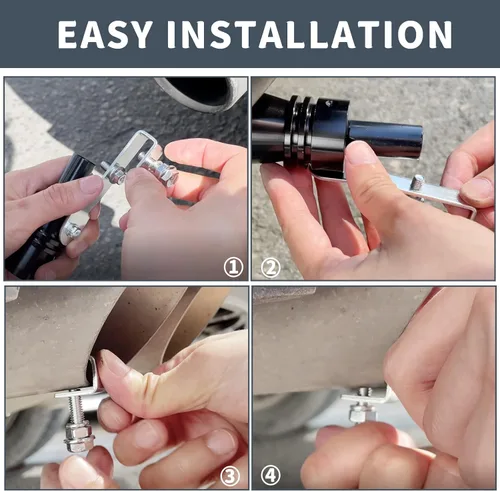 Miniatura 5 de Silbato de tubo de escape universal, negro, simulador de sonido turbo, silenciador de ruido, compatible con motocicleta, camión, autos, moto