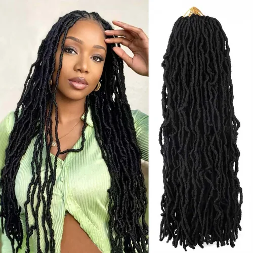 Miniatura 24 de Mytarku 8 paquetes de rastas suaves de 24 pulgadas con extremos rizados, rastas de pelo sintético de ganchillo bohemias para mujeres rastas de 1b