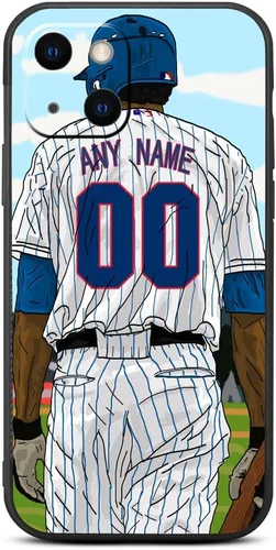 Miniatura 11 de Funda negra con nombre y número personalizable de camiseta de béisbol para iPhone 14 13 12 11 Xs Max XR 8 7 6 Plus 11 Pro mini, silicona