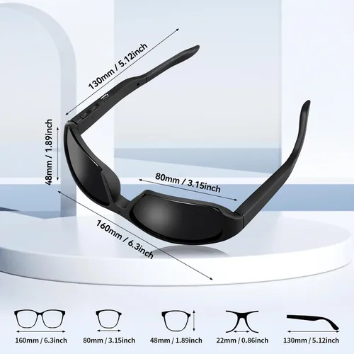 Miniatura 3 de Gafas de Cámara de Video Inteligente 1080p para Hombres - Gafas de Sol de Grabación con Lentes Polarizados de Protección UV HD para Exteriores