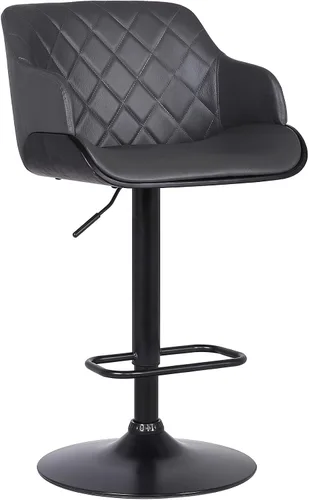 Armen Living Toby Taburete giratorio de piel sintética, ajustable, gris y negro