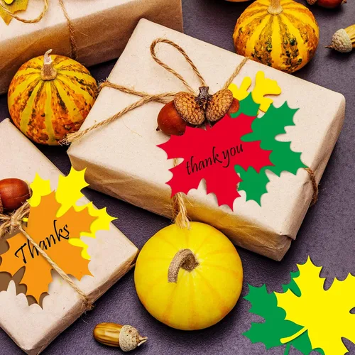 Miniatura 7 de Demissle 120 recortes grandes de hojas de otoño de 4 pulgadas para tablón de anuncios con puntos de pegamento, hojas artificiales de otoño surtidas