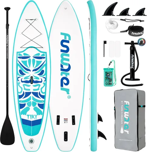 Miniatura 22 de FunWater 8'/10'/10'6"/11'6" Inflatable Stand Up Paddle Board with Premium SUP Paddleboard Accessories, Wide Stable Anti-Slip EVA Deck,Paddle Boards