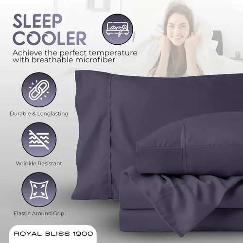 Miniatura 3 de Juego de sábanas King Size con cabecera dividida flexible superior - Sábanas de cama ultrasuaves de calidad egipcia Doble cepillado Bolsillos
