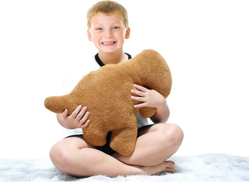 Miniatura 6 de Almohada de Nugget de pollo en forma de dinosaurio, 3 piezas de Nugget de pollo en forma de dinosaurio de peluche para niños, adultos y novias