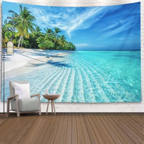 Miniatura 46 de EMMTEEY Tapiz de pared con bosque - Árbol de pino verde y niebla, arte de pared natural, 80x60 pulgadas, tapiz grande de estilo bohemio para sala