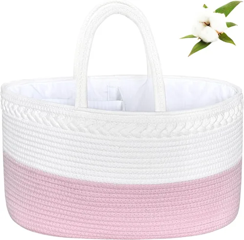 Miniatura 10 de ABenkle Organizador de Pañales - Cesta de Almacenamiento de Cuerda de Algodón para Artículos Esenciales del Bebé, Regalo de Baby Shower para Niños