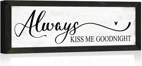 Miniatura 2 de YPY Letrero con texto en inglés "Always Kiss Me Goodnight" (Always Kiss Me Goodnight): pintura que absorbe el sonido, arte de pared – Decoración