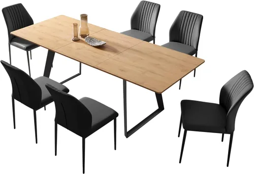 Miniatura 28 de ZckyCine Mesa de Comedor Moderna de Mediados de Siglo y Sillas para 4 Rectangular de Madera Expandible que Ahorra Espacio Multifuncional Marrón