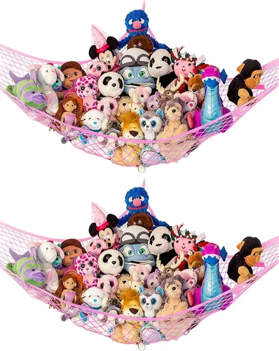 Miniatura 18 de Lilly's Love Hamaca para animales de peluche, organizador colgante de esquina, almacenamiento de juguetes, red de almacenamiento de animales