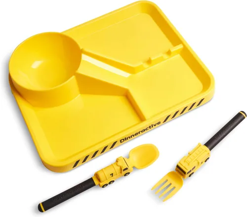 Miniatura 9 de Juego de vajilla Dinneractive para niños - 3 piezas de vajilla verde de dinosaurios - Utensilios de dinosaurios - Platos para niños pequeños