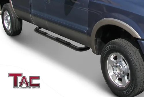 Miniatura 3 de TAC Barras laterales para camioneta Ford F250 / F350 / F450 / F550 / F550 Super Duty Crew Cab Pickup Truck de 3 pulgadas con rieles de paso negros
