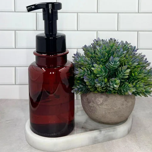 Miniatura 3 de Dispensador de jabón espumoso de 14 oz botella de plástico recargable para cocina, baño, oficina (2-ámbar/negro) wide opening, easy refills, for