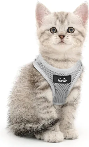 Miniatura 17 de TwoEar Arnés de gato a prueba de escape, suave chaleco ajustable para perro, de malla transpirable, chaqueta reflectante de fácil control para Negro