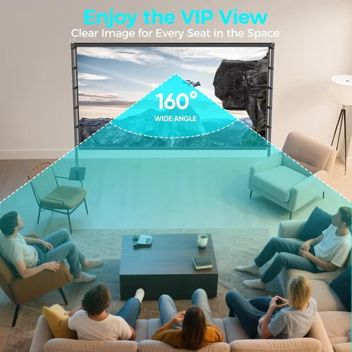 Miniatura 5 de Pantalla de proyector para exteriores con respaldo negro, pantalla de proyección portátil de 120 pulgadas con soporte, pantalla de película opaca