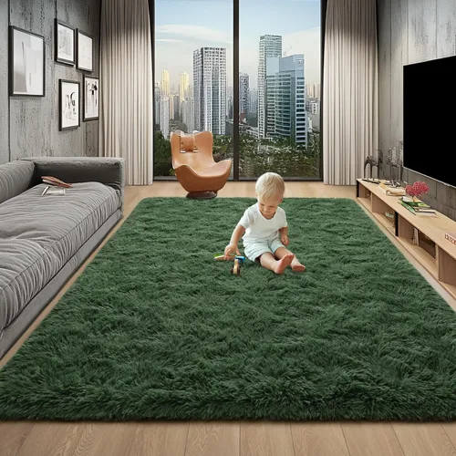 Miniatura 14 de Foxmas - Alfombra para centro de habitación, esponjosa y ultrasuave, para dormitorio, habitación de los niños, habitación del bebé, afelpada, Azul